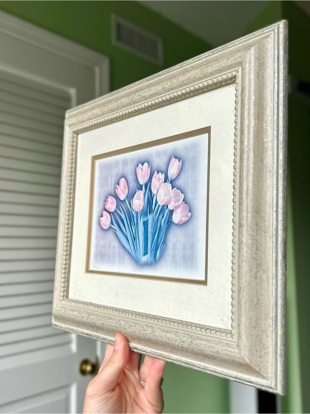 Vintage Rustic Pink Tulips Framed Art Print Wall Decor